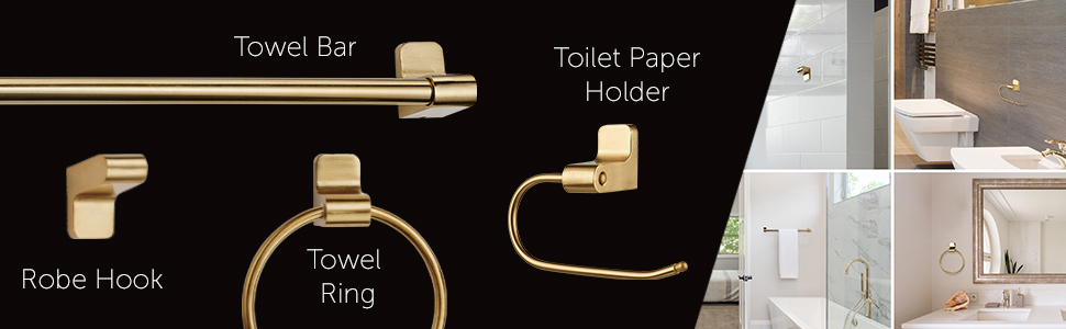 Globe Electric 51563 Alexandria 5-Piece Bathroom Set, Matte Brass, 3 ... for The Art of Bathroom Design Features of the Alexandria Collection