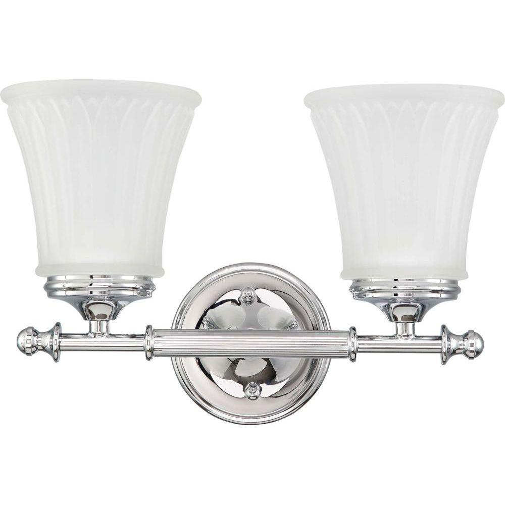 Glomar Lamberta 2-Light Polished Chrome Bath Vanity Light With Frosted ... with regard to Albany 2-Light Vanity Light, Chrome