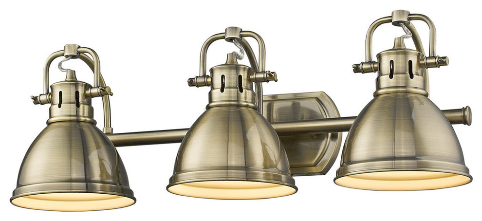 Golden Duncan 3 Light Bath Vanity, Aged Brass, Aged Brass Shades ... with Alexa 3-Light Bath And Vanity Aged Brass Finish