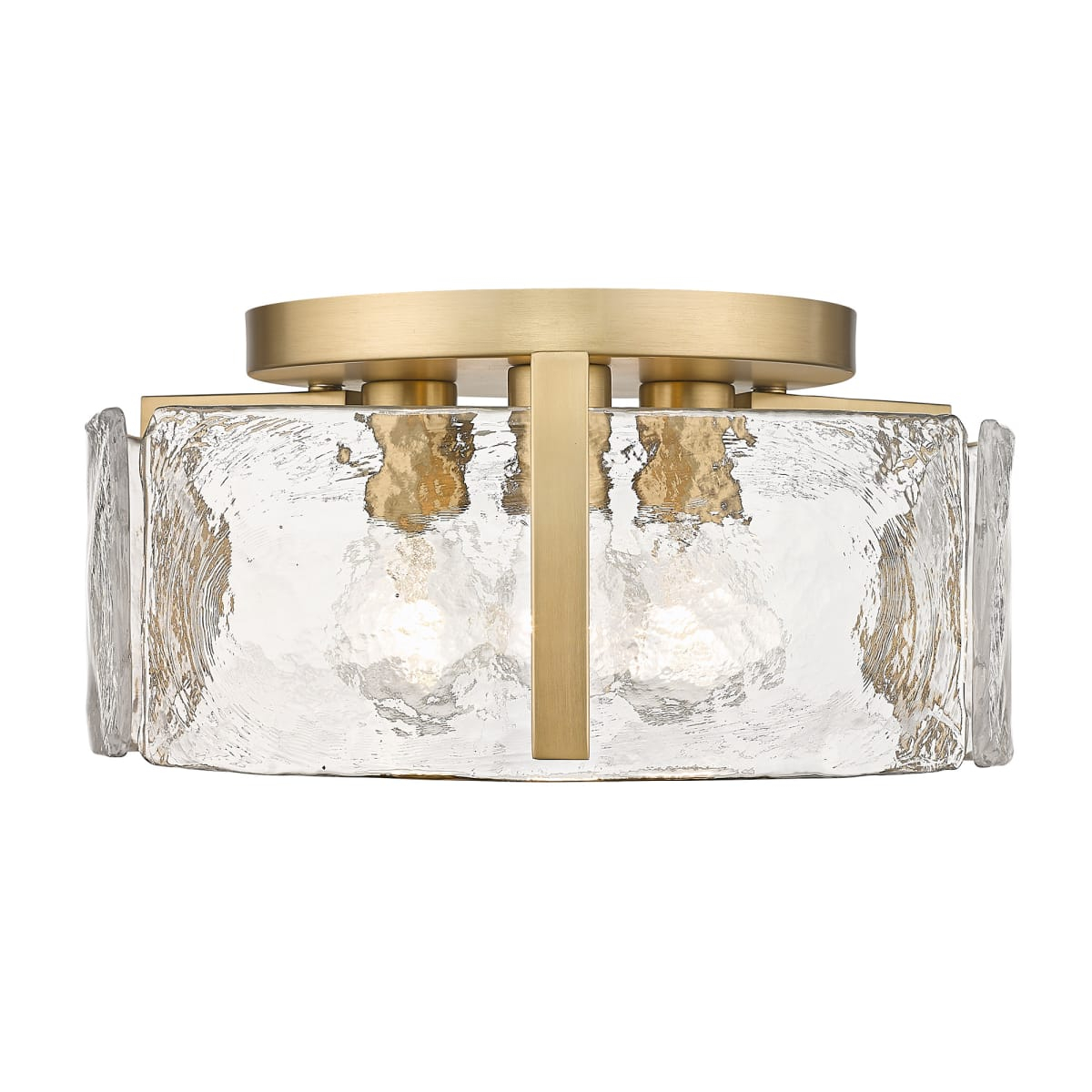 Golden Lighting 3164-Fm Bcb-Hwg Aenon 3 Light 15" Wide | Build.com within Aenon 3-Light Vanity Light, Brushed Champagne Bronze With Hammered Water Glass