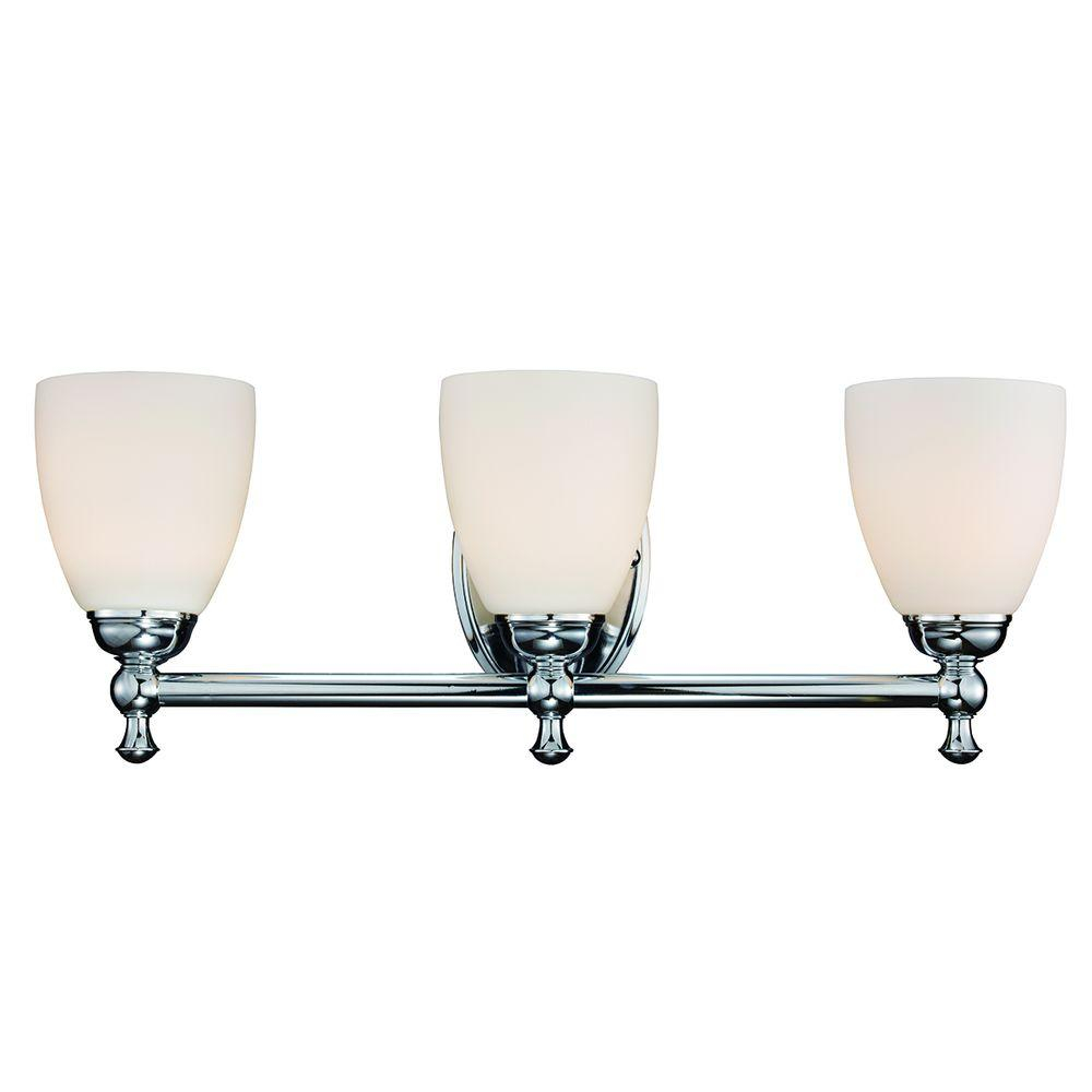 Hampton Bay 3-Light Polished Chrome Vanity Light-1001224329 - The Home ... with Adorn Collection 3-Light Bath Light, Polished Chrome