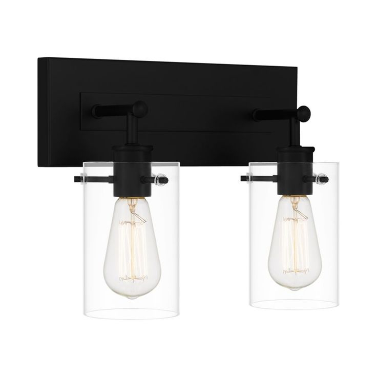 Hampton Bay Regan 12.75 Inch 2-Light Matte Black Bath Vanity Light With ... within Alexandria 2-Light Matte Black Reversible Vanity Light