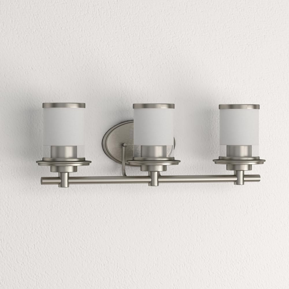 Hampton Bay Truitt 3 Light Brushed Nickel Bathroom Vanity Light With ... with regard to Illuminating Your Space A Guide to the Aliana 3-Light Brushed Nickel Vanity