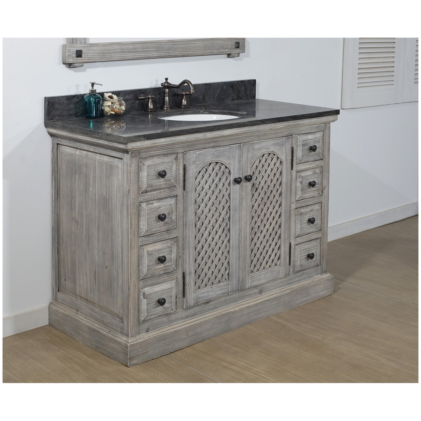 Infurniture Rustic Style 48-Inch Bathroom Vanity In Distressed Grey ... throughout Vanity Art Bathroom Vanity With Sink, Driftwood Gray, 30", Single Sink, Brushed Nickel