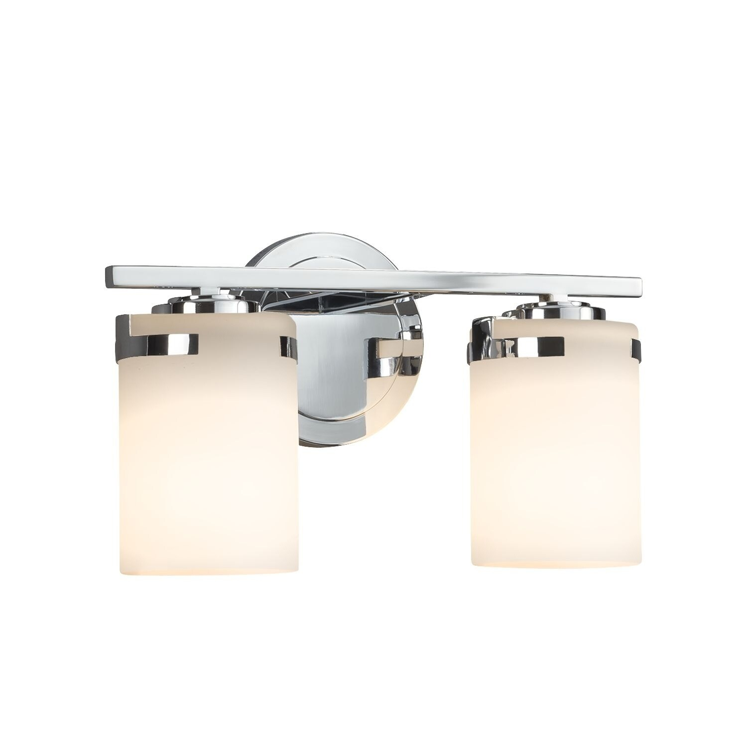 Justice Design Fusion Atlas 2-Light Polished Chrome Bath Bar, Opal ... inside A Closer Look at the Albany 2-Light Polished Chrome Bath Bar's Specifications