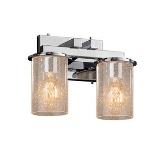 Justice Design Fusion Dakota 2-Light Polished Chrome Bath Bar, Seeded ... within Albany 2-Light Polished Chrome Bath Bar