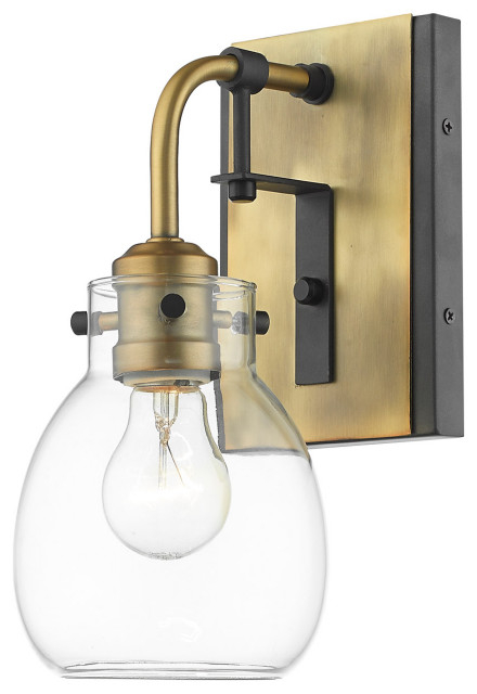 Kraken 1 Light Wall Sconce In Matte Black And Olde Brass - Transitional ... for Illuminating Your Home A Deep Dive into Aeneas Wall Sconces