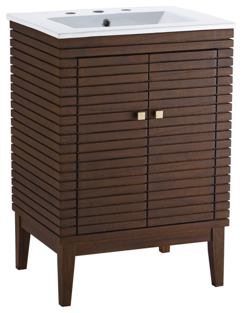 Ledger 24" Bathroom Vanity, Walnut White - Transitional - Bathroom ... intended for Nelson 24" Bathroom Vanity, Walnut