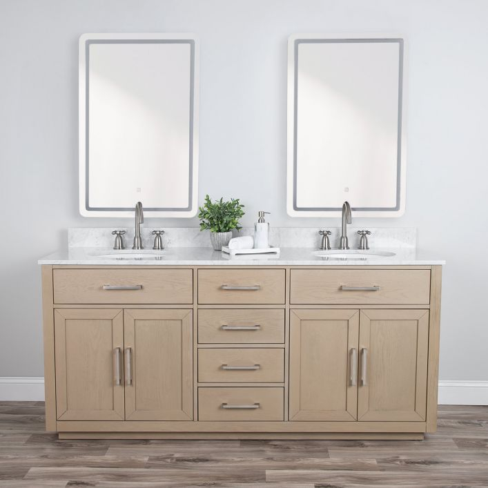 Light Wood Double Vanity | Forgual with Bailey 19" Modern Natural Oak-Light Bathroom Vanity