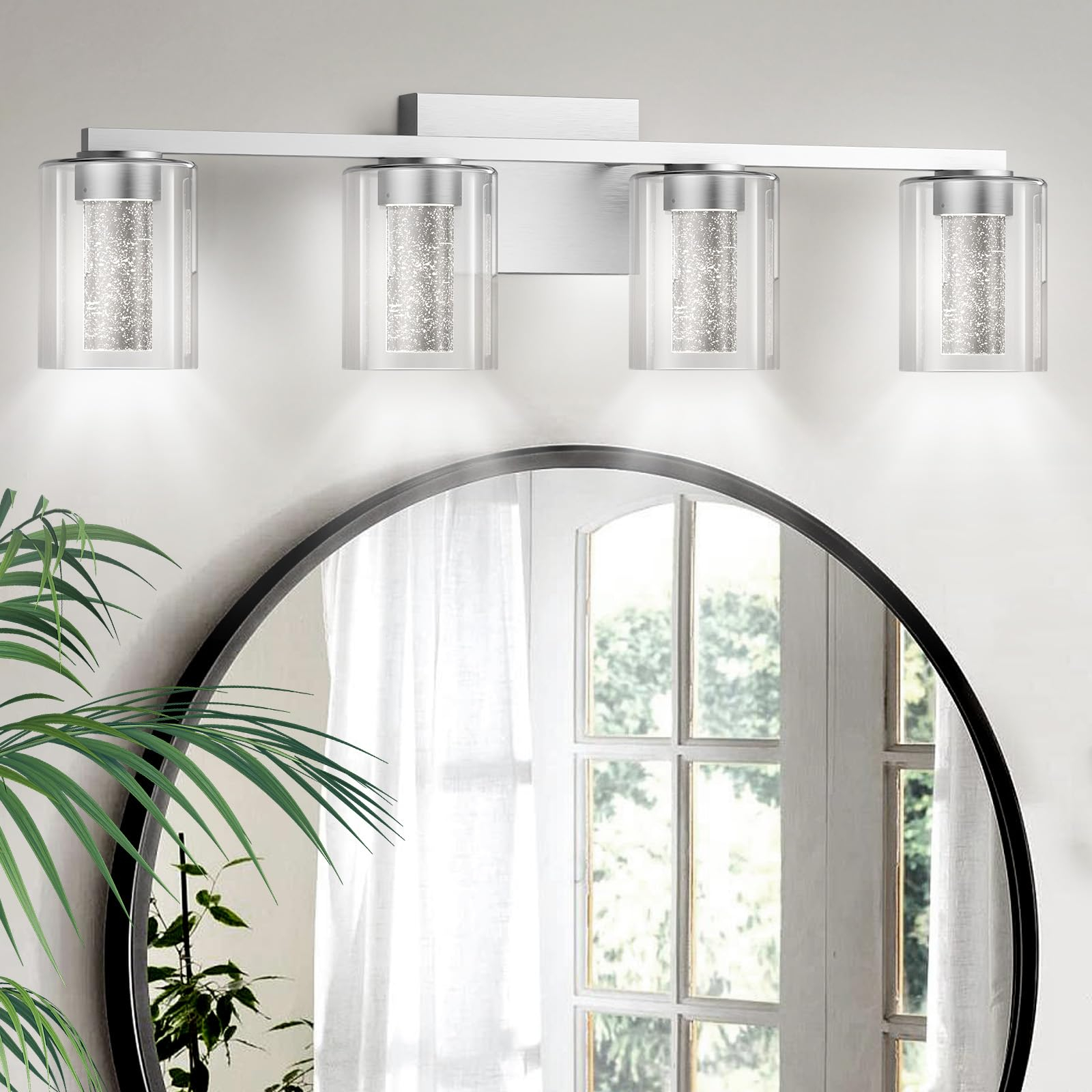 Lightania 4-Light Bathroom Light Fixtures, Dimmable 5Cct Brushed Nickel ... within Illuminating Your Space A Deep Dive into the Aiken 4-Light Vanity Light