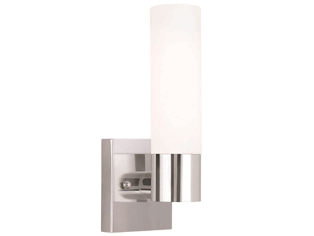 Livex Lighting Aero 1-Light Chrome Glass Wall Sconce | Lv1010105 in Aero Wall Sconce, Chrome