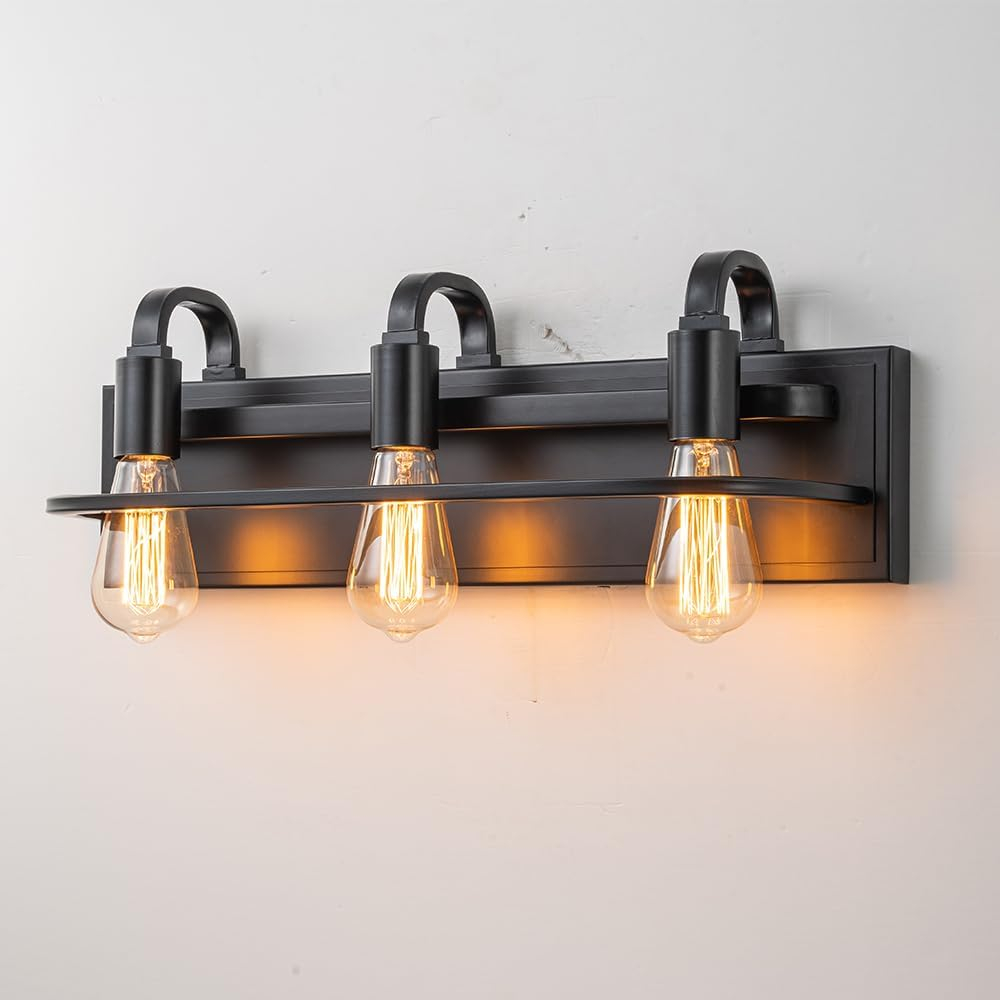 Lmsod Industrial Vanity Light Fixture, 3-Light Matte Black Farmhouse ... pertaining to Lighting Design Principles How the Alden Fixture Enhances Your Space