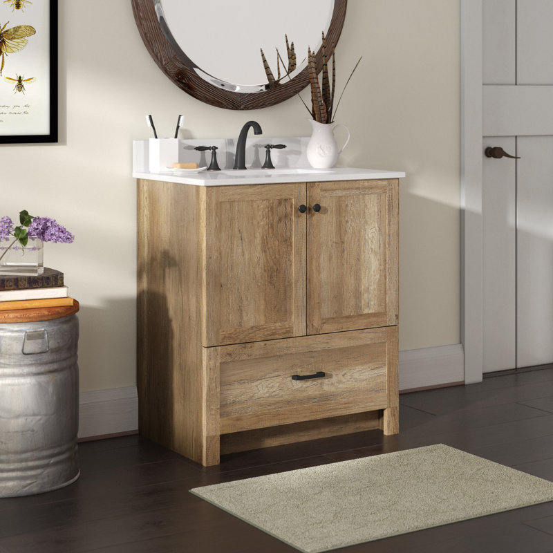 Millwood Pines 30 Inch Single Bathroom Vanity In Natural Oak With ... within The Durability and Style of the Bailey 19" Modern Vanity Explained