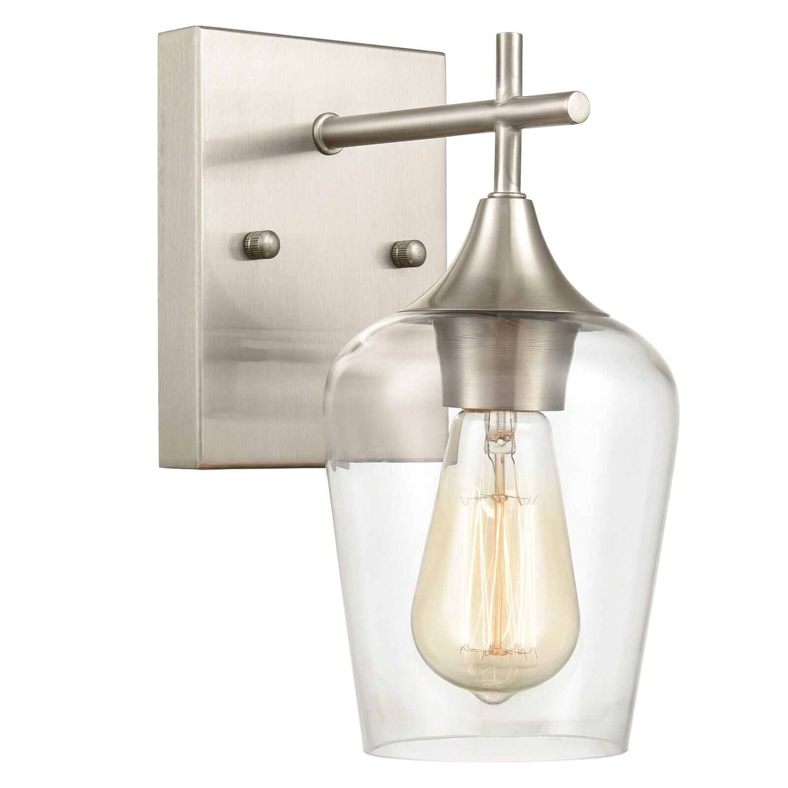 Modern Wall Sconces Brushed Nickel Clear Glass Vanity Lighting Bathroom ... within Alexus 4 Light Sconce, Brushed Nickel