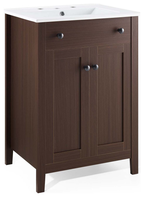 Nantucket 24" Bathroom Vanity, Walnut White - Transitional - Bathroom ... pertaining to Nelson 24" Walnut Vanity The Details You Need to Know Before You Decide
