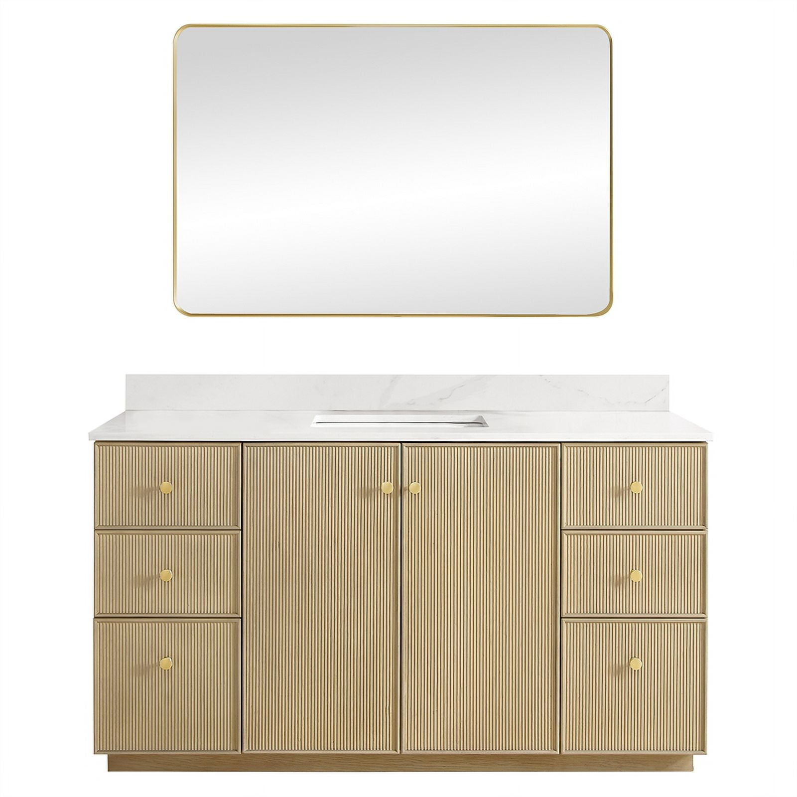 Oza 60" Single Bath Vanity In Aged Natural Oak With Fish Maw White ... within Choosing the Right Oza Vanity Material for Your Dream Bathroom