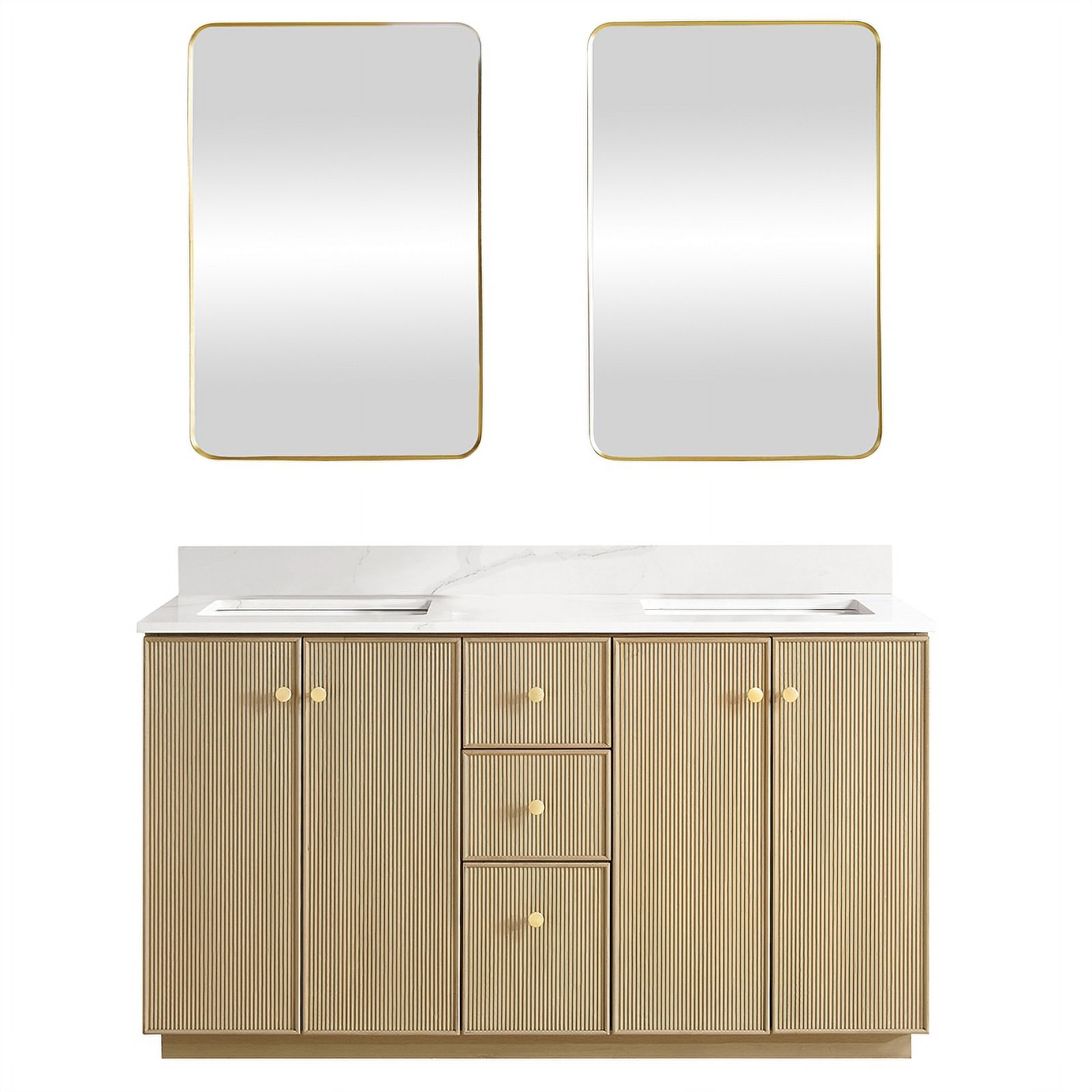 Oza 60M" Bath Vanity In Aged Natural Oak With Fish Maw White Quartz Top ... pertaining to Oza Bath Vanity With Quartz Stone Top, Aged Natural Oak, 72", Double Vanity, No Mirror