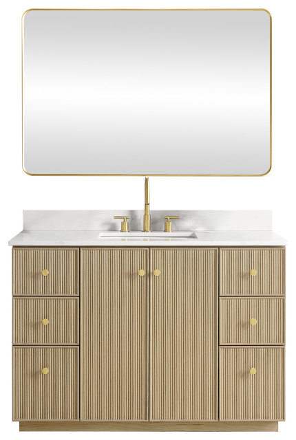 Oza Bath Vanity With Quartz Stone Top, 48" - Transitional - Bathroom ... pertaining to Choosing the Right Oza Vanity Material for Your Dream Bathroom