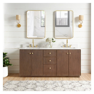 Oza Bath Vanity With Quartz Stone Top, 72" - Transitional - Bathroom ... with Choosing the Right Oza Vanity Material for Your Dream Bathroom