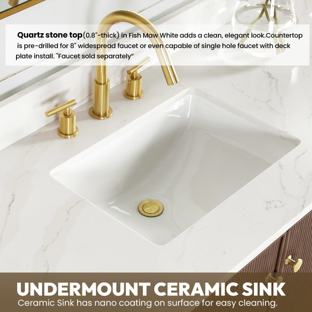 Oza Bath Vanity With Quartz Stone Top, 72" - Transitional - Bathroom ... with Choosing the Right Oza Vanity Material for Your Dream Bathroom