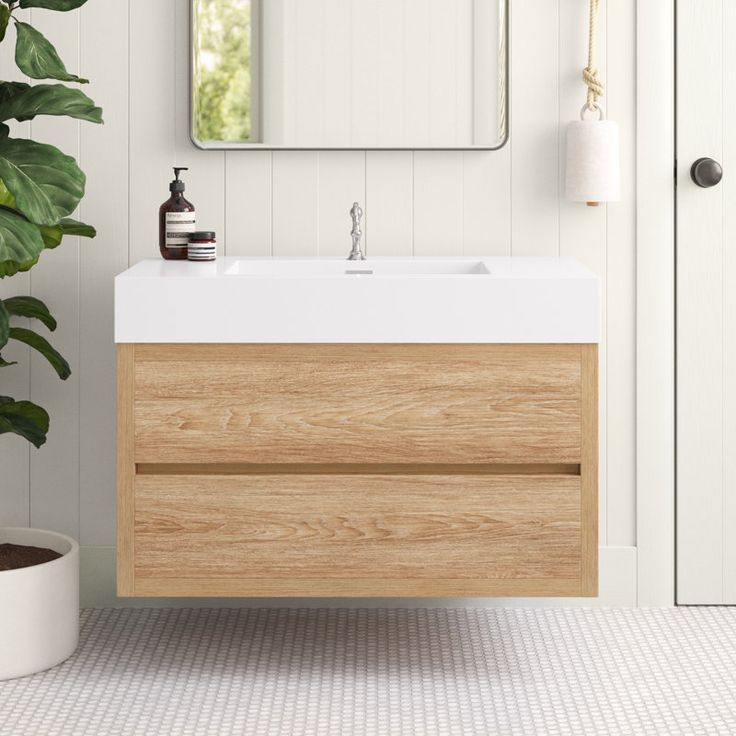 Palencia 36" Single Sink Wall-Mount Bath Vanity In North American Oak ... regarding The 24-Inch Palencia Vanity: Ideal Size for Your Space?