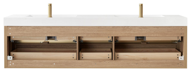 Palencia Floating Bath Vanity With Composite Stone Top, 84" - Modern ... with regard to The 24-Inch Palencia Vanity: Ideal Size for Your Space?