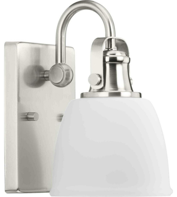 Preston 1 Light Bathroom Vanity Light, Brushed Nickel - Transitional ... with regard to Polished Nickel Perfection Understanding the Allure of Bathroom Vanity Lighting