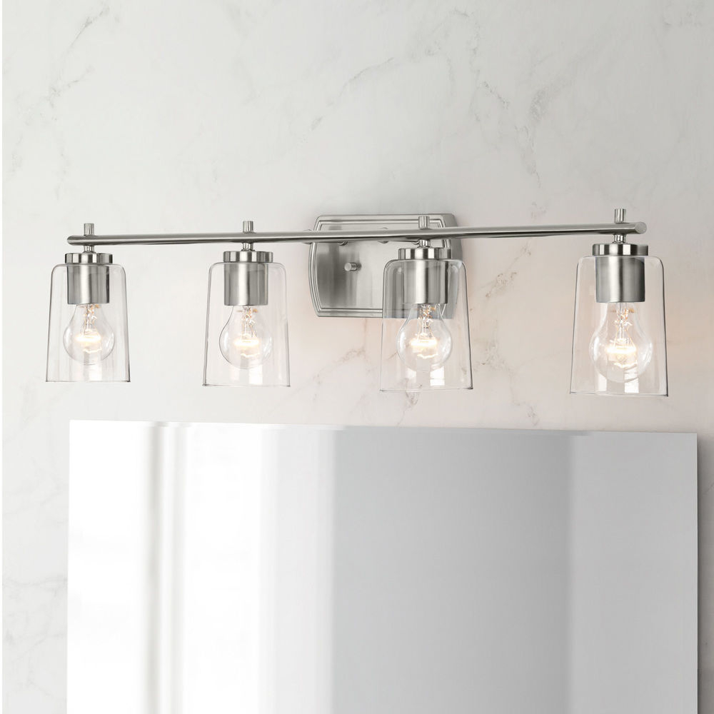 Progress Lighting Adley Brushed Nickel 4-Light Bathroom Light | P300157 ... with regard to Unveiling the Allure of the Adley One Light Vanity: A Designer's Perspective