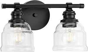 Progress Lighting Ambrose Collection 13 In. 2-Light Matte Black Clear ... for Ambrose Collection 21" 3-Light Matte Black Clear Glass Bath Vanity Light