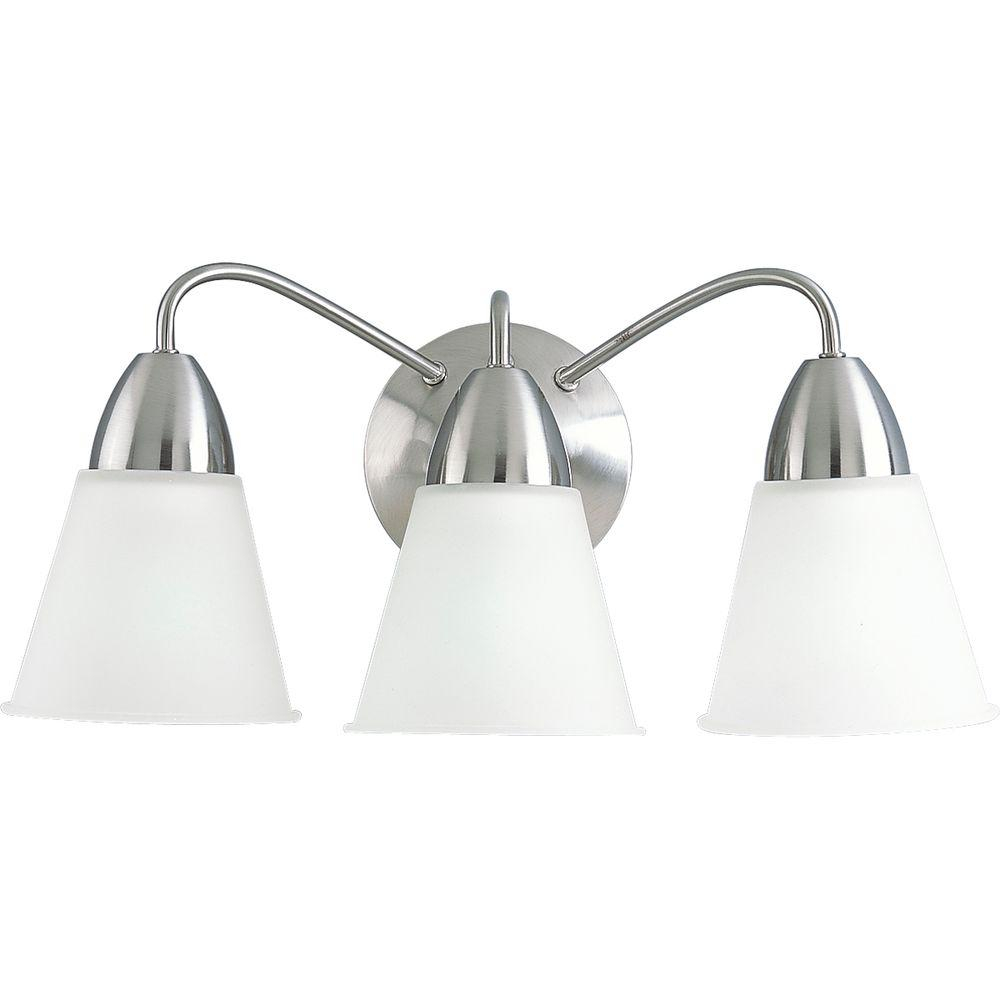 Progress Lighting Modern Collection 3-Light Brushed Nickel Vanity Light ... intended for Clear Glass Chronicles Understanding Light Diffusion with the Aiken Collection