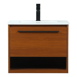 Rabi Single Bathroom Vanity, 24" - Modern - Bathroom Vanities And Sink ... for Rabi Single Bathroom Vanity, Walnut Brown, 24"