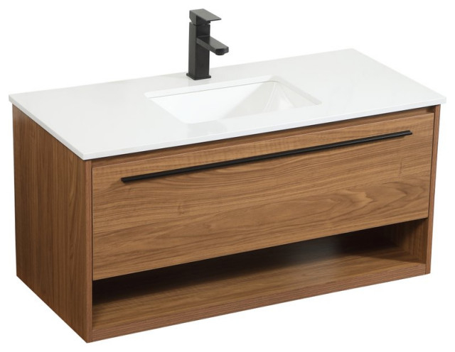 Rabi Single Bathroom Vanity, 40" - Modern - Bathroom Vanities And Sink ... inside Rabi Single Bathroom Vanity, Walnut Brown, 24"