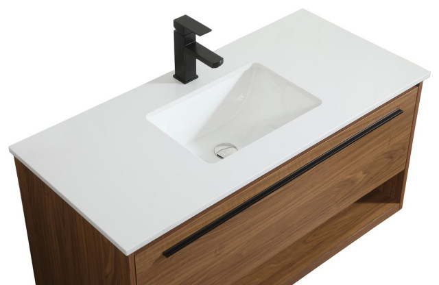 Rabi Single Bathroom Vanity, 40" - Modern - Bathroom Vanities And Sink ... regarding Maximizing Space and Style Exploring the 24" Rabi Walnut Brown Vanity