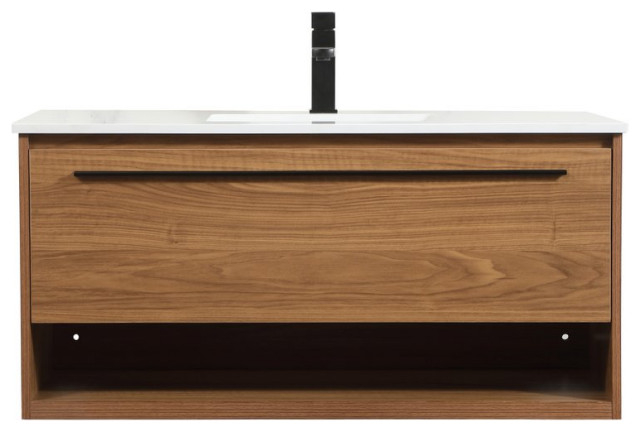 Rabi Single Bathroom Vanity, 40" - Modern - Bathroom Vanities And Sink ... throughout Maximizing Space and Style Exploring the 24" Rabi Walnut Brown Vanity