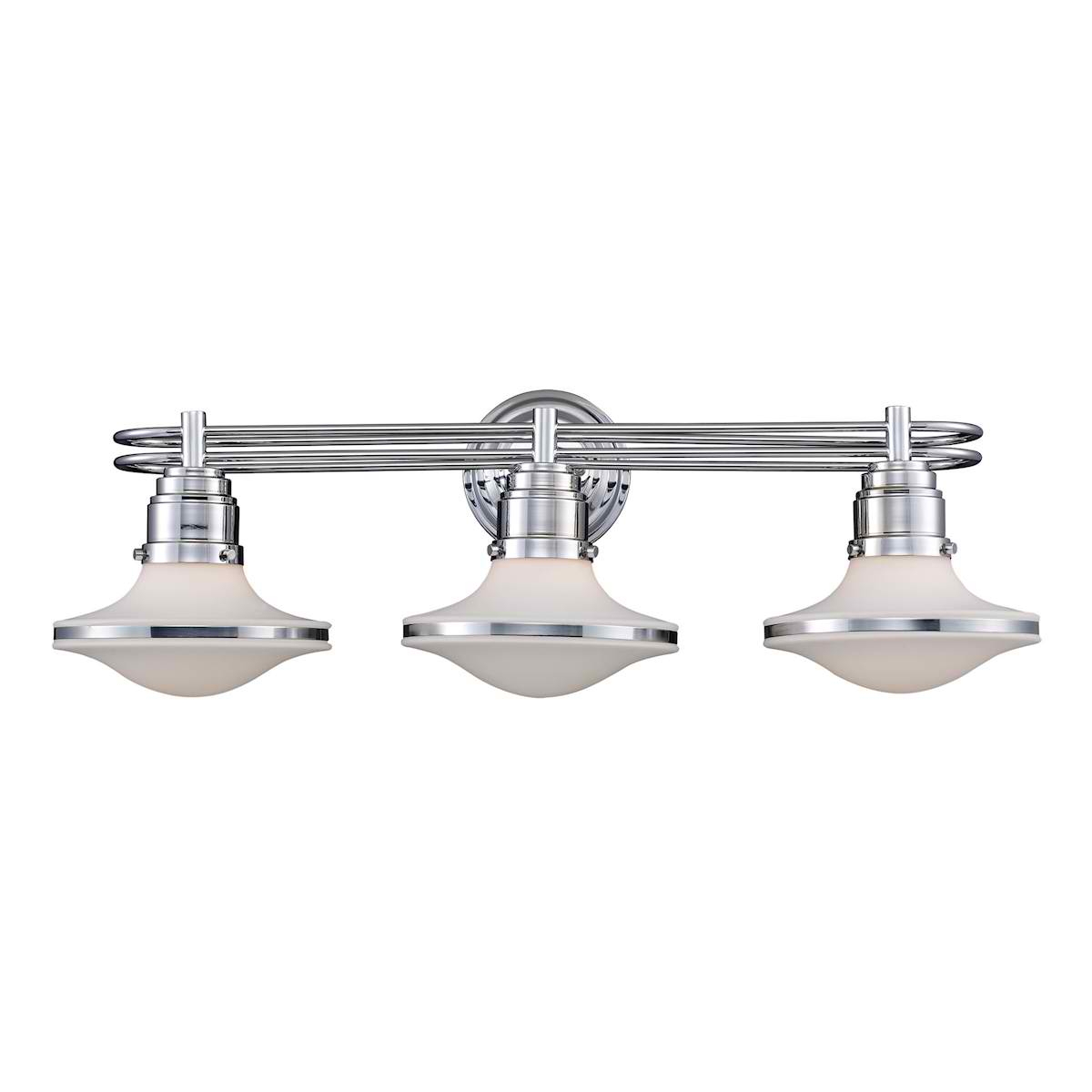 Retrospective 3-Light Bath Bar In Polished Chrome for A Closer Look at the Albany 2-Light Polished Chrome Bath Bar's Specifications