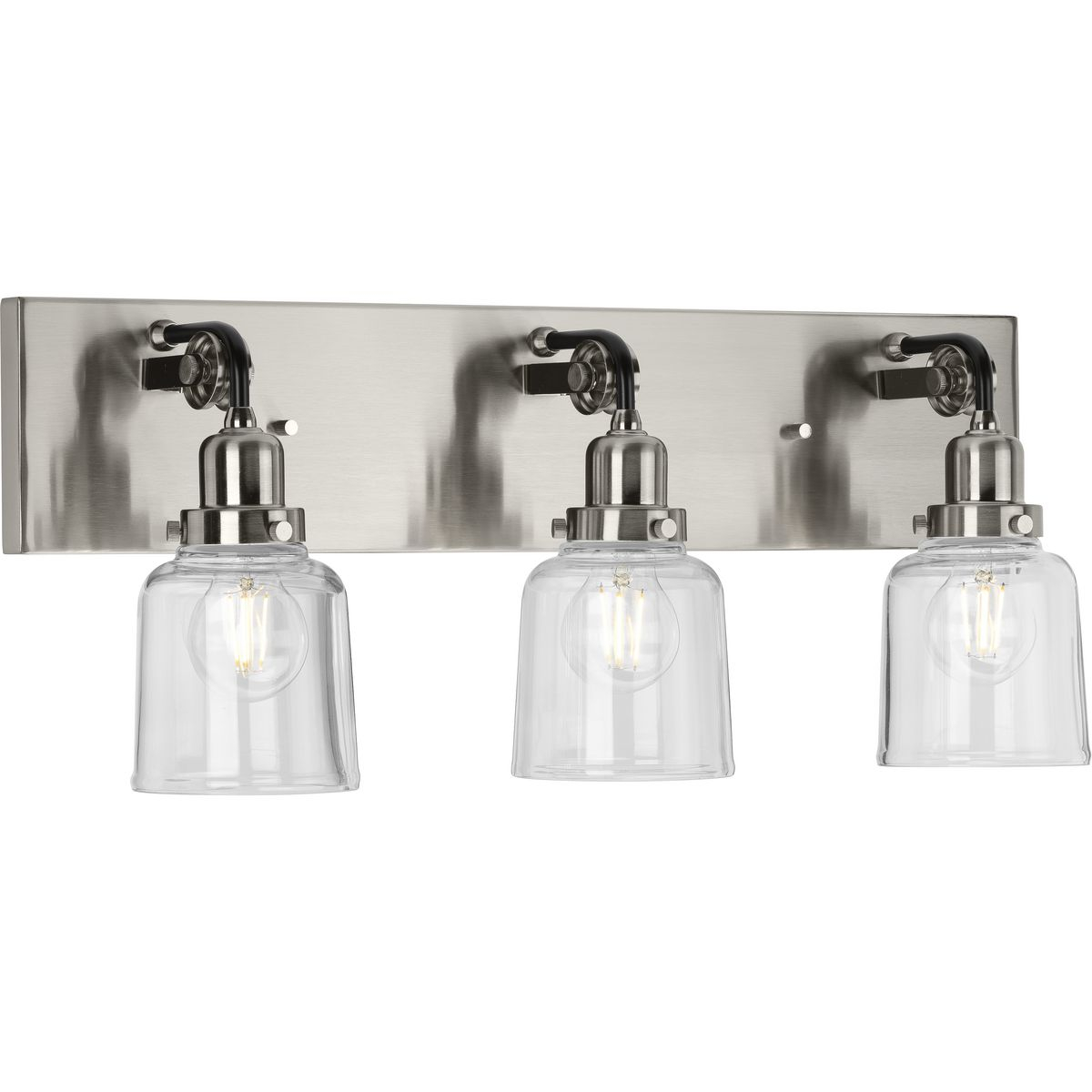 Rushton Collection Three-Light Brushed Nickel Clear Glass Farmhouse ... for Aiken Collection Three-Light Clear Glass Brushed Nickel Bath Vanity Wall Light