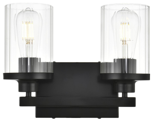 Saanvi 2 Light Bathroom Vanity Light, Black - Transitional - Bathroom ... for Albany 2 Light Bathroom Vanity Light, Black