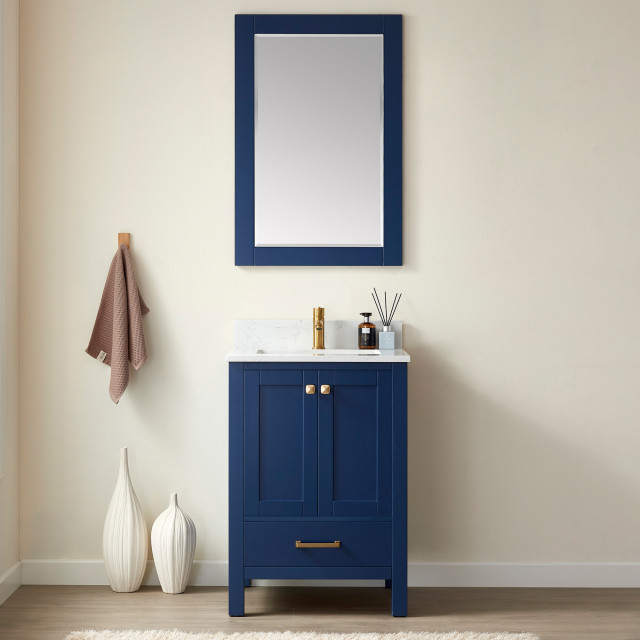 Shannon Bathroom Vanity Set In Royal Blue, 24 Inch - Transitional ... in Shannon Bathroom Vanity Set, Fir Wood Brown, 24 Inch, Without Mirror