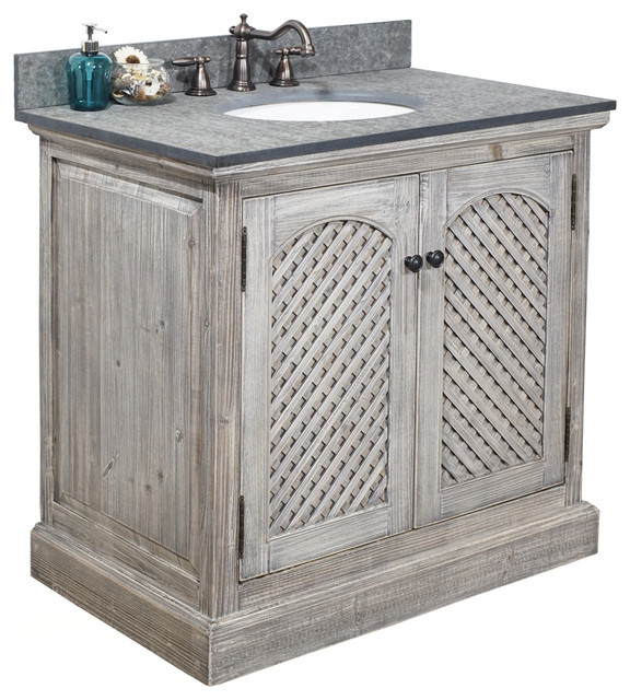 Single Fir Sink Vanity Driftwood With Polished Surface Granite Top, 36 ... inside Understanding the Features of a Brushed Nickel Vanity Art Bathroom Vanity