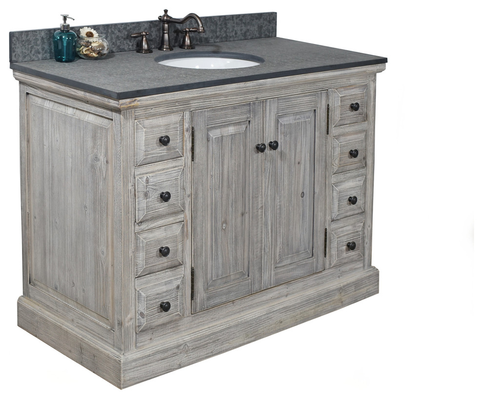 Single Fir Sink Vanity Driftwood With Polished Surface Granite Top, 48 ... for Understanding the Features of a Brushed Nickel Vanity Art Bathroom Vanity