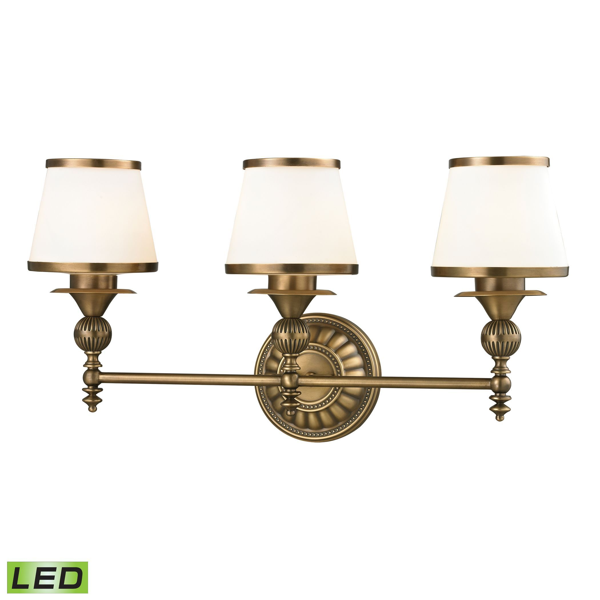 Smithfield Led 3-Light Bath In Aged Brass | Vanity Lamp, Elk Lighting ... regarding Maximizing Light and Style How to Choose the Right Bathroom Fixture