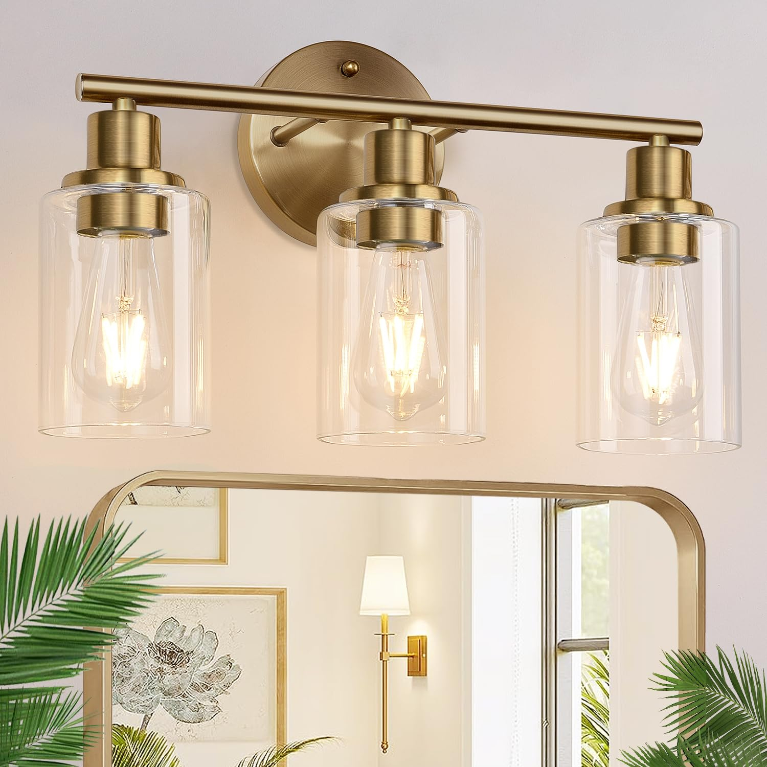 Snapklik.com : 3-Light Bathroom Light Fixtures, Brushed Brass Bathroom ... with regard to Alexa 3-Light Bath And Vanity Aged Brass Finish