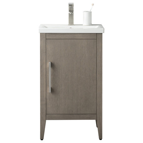 The 15 Best Gray Bathroom Vanities | Houzz in Vanity Art Bathroom Vanity With Sink, Driftwood Gray, 30", Single Sink, Brushed Nickel
