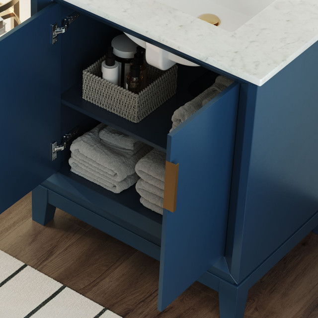 The Ezra Bathroom Vanity, 30" - Transitional - Bathroom Vanities And ... for The Ezra Bathroom Vanity, Monarch Blue, 30", Single Sink, Freestanding