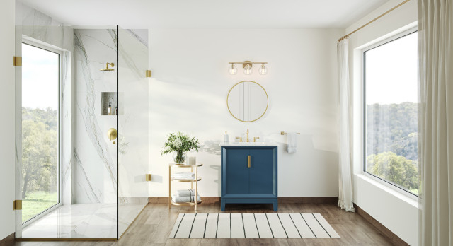 The Ezra Bathroom Vanity, 30" - Transitional - Bathroom Vanities And ... throughout The Ezra Bathroom Vanity, Monarch Blue, 30", Single Sink, Freestanding