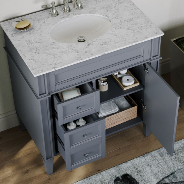 The Iris Bathroom Vanity, 32" - Transitional - Bathroom Vanities And ... in The Iris Bathroom Vanity, Gray, 32", Single Sink, Freestanding