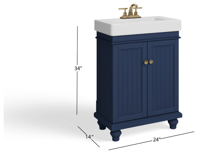 The Monroe Bathroom Vanity, 24" - Traditional - Bathroom Vanities And ... within The Monroe Bathroom Vanity, Single Sink, 24", Blue, Freestanding