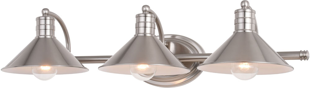 Vaxcel W0377 Akron Contemporary Satin Nickel And Matte White 3-Light ... for How to Choose the Right Light Bulbs for Your Akron Vanity
