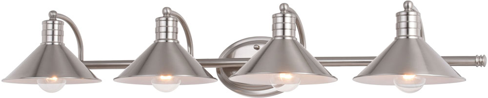 Vaxcel W0378 Akron Contemporary Satin Nickel And Matte White 4-Light ... inside Akron 2 Light Vanity Satin Nickel And Matte White