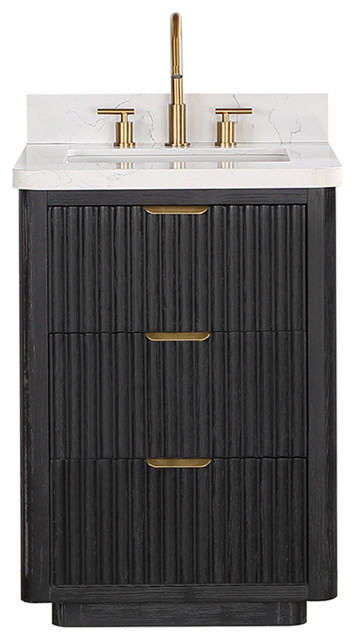 Vinnova Cadiz Bath Vanity, Composite Stone Top, 24" - Contemporary ... with regard to Vinnova Cadiz Bath Vanity, Composite Stone Top, Washed Ash Grey, 24", No Mirror
